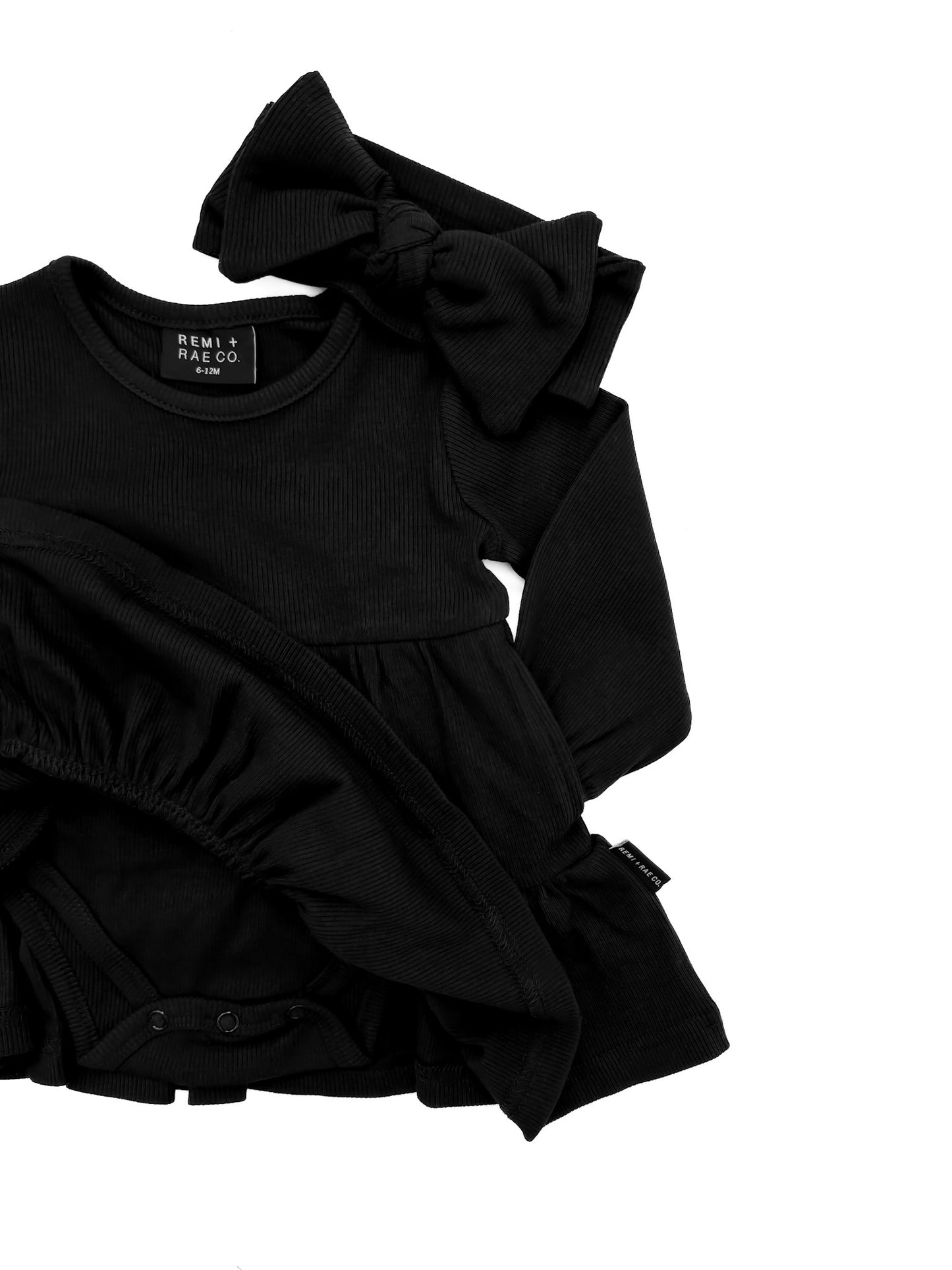 BAMBOO RIBBED BOW - BLACK