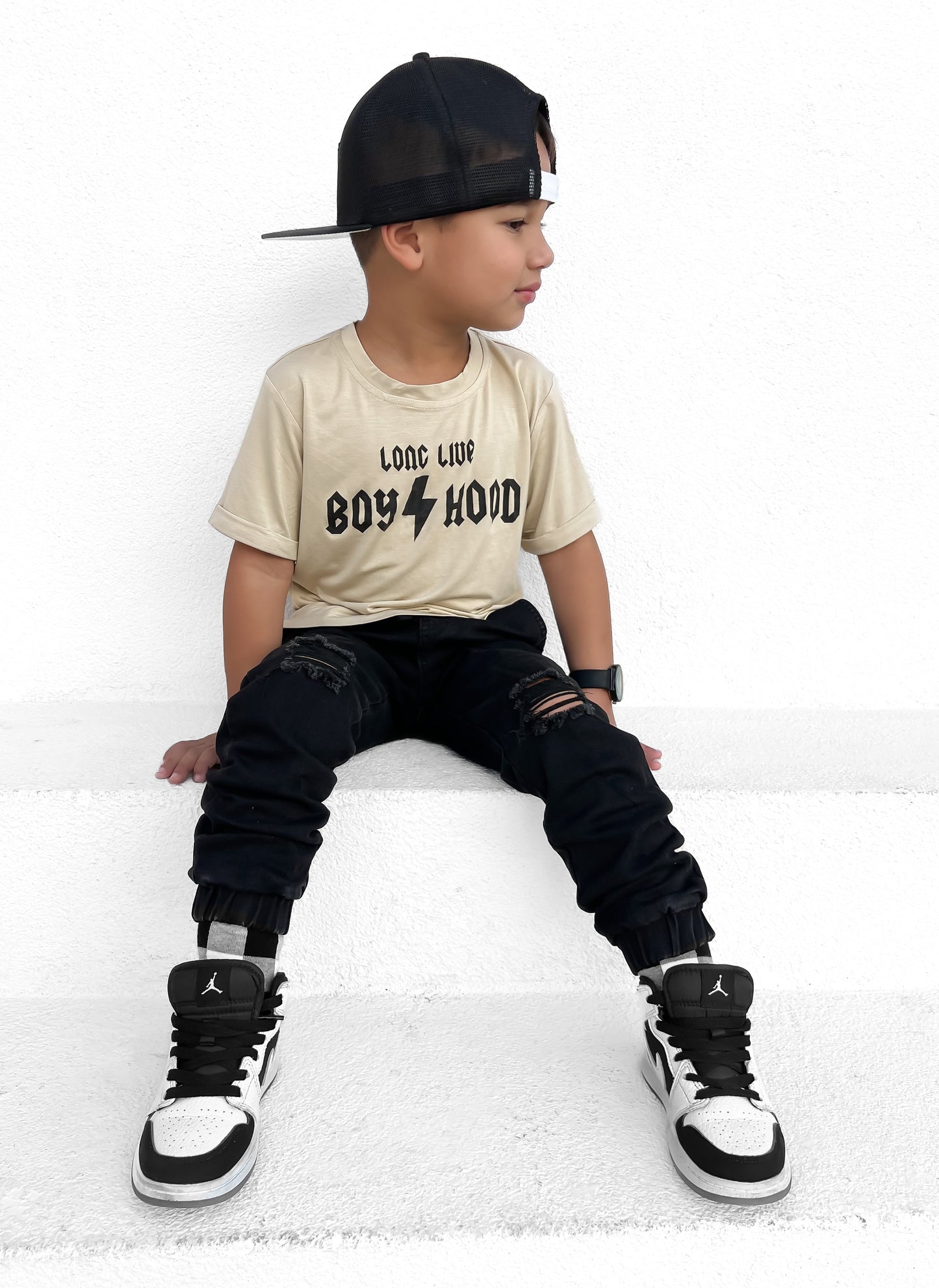 DISTRESSED BLACK DENIM CHINO JOGGERS