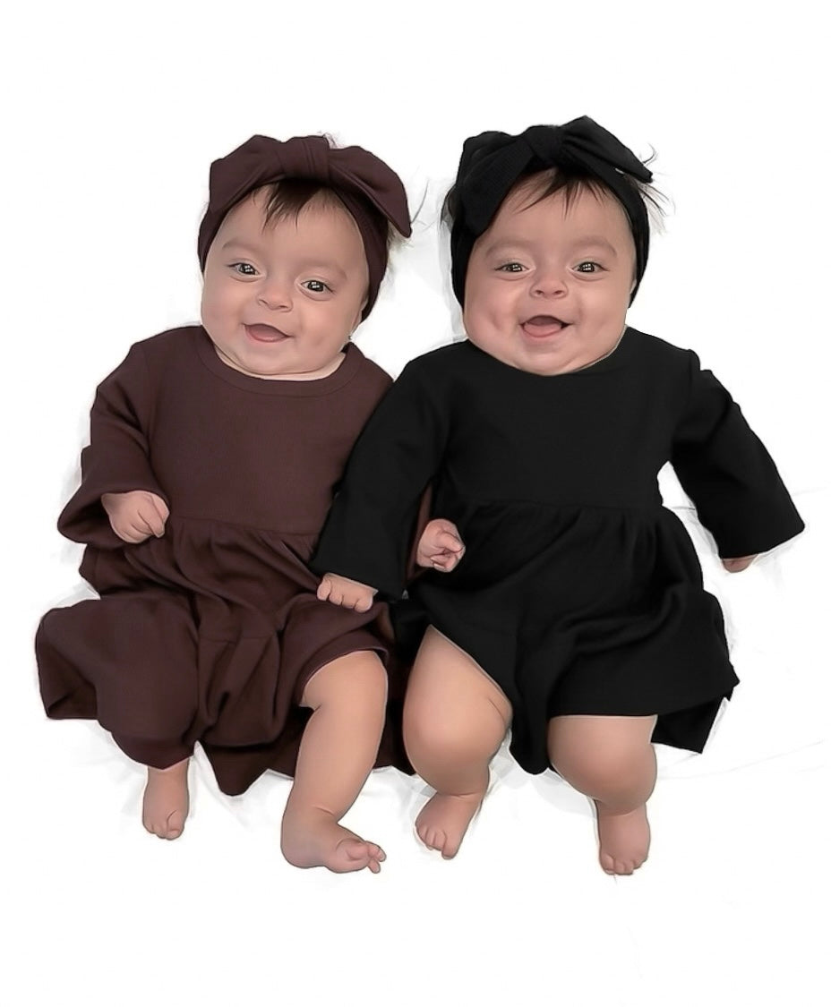 BAMBOO RIBBED DRESS - COCOA