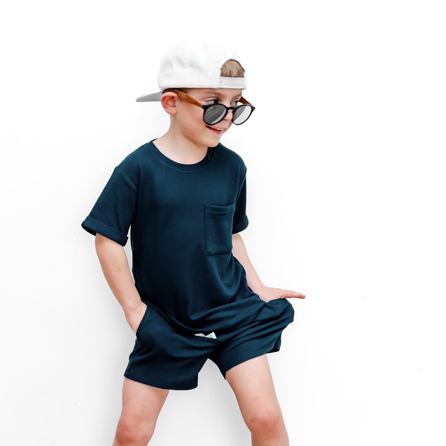 BAMBOO WAFFLE POCKET TEE - DUSK