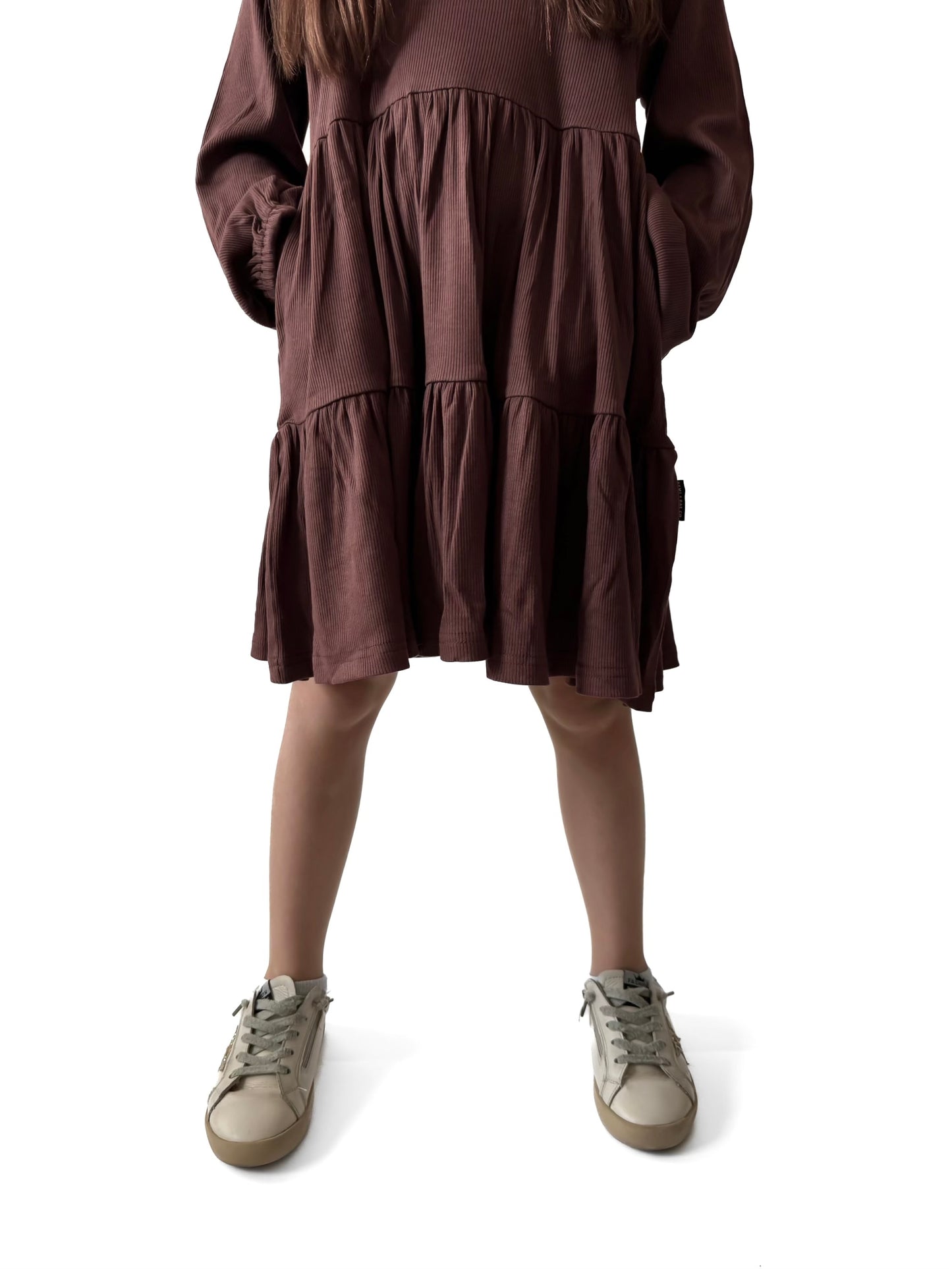 BAMBOO RIBBED DRESS - COCOA