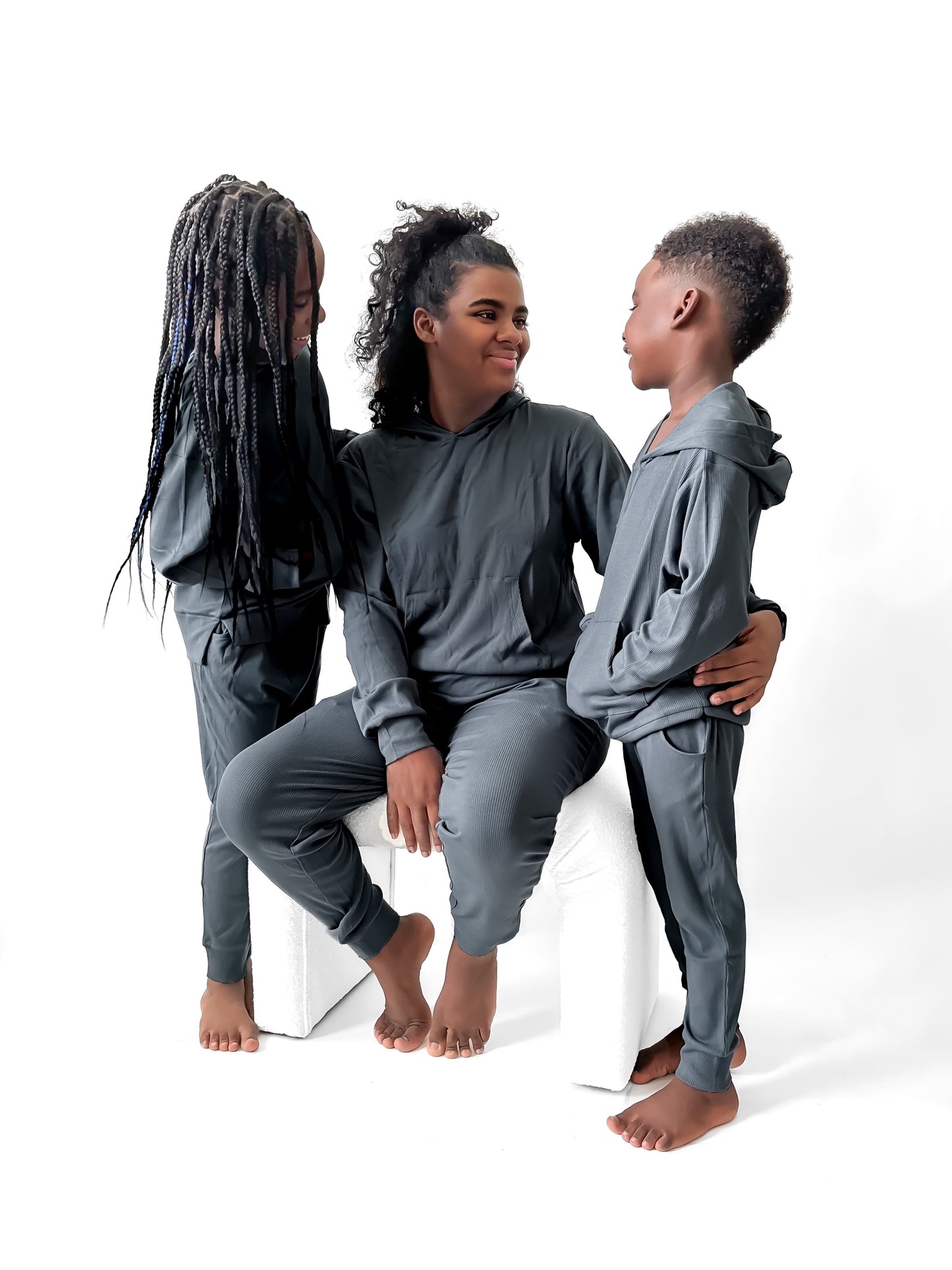 ADULT - BAMBOO RIBBED JOGGERS - STEEL BLUE