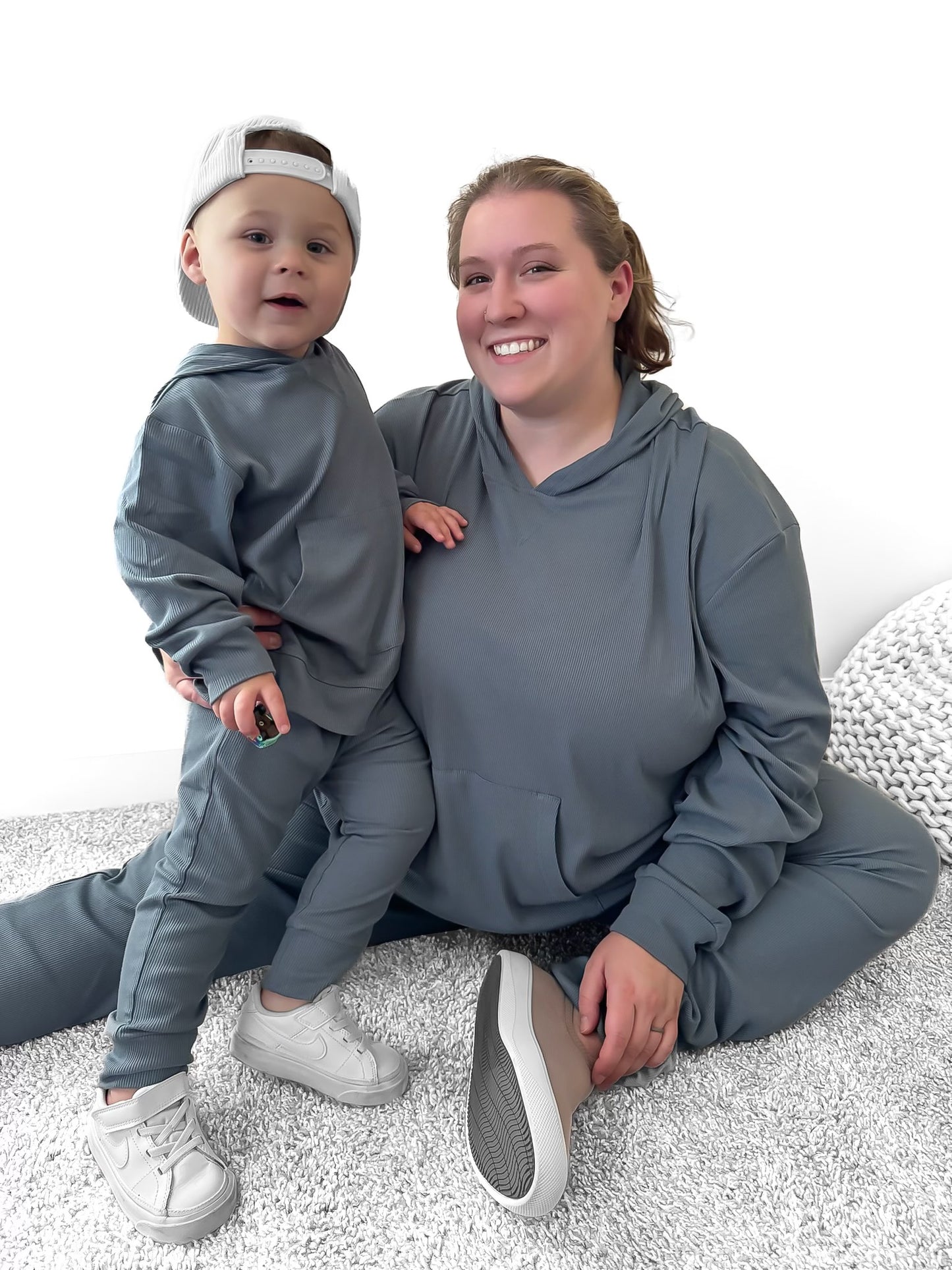 ADULT - BAMBOO RIBBED JOGGERS - STEEL BLUE