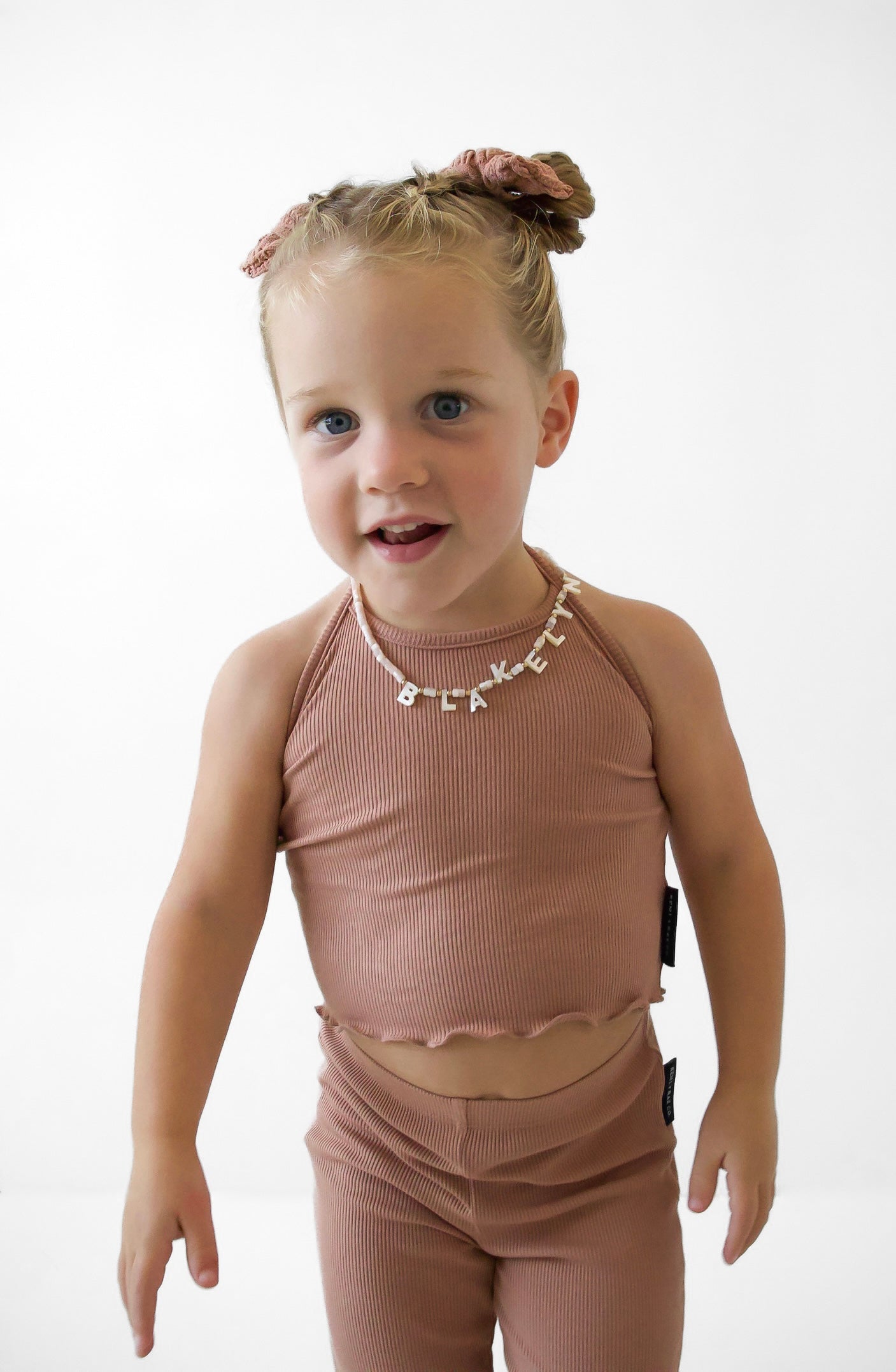 BAMBOO RIBBED LETTUCE TRIM HALTER TOP - ROSÉ