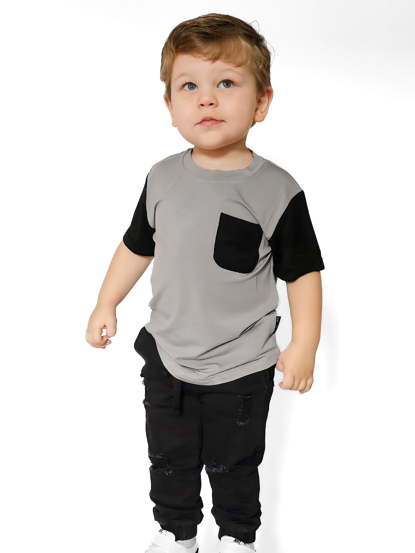 DISTRESSED BLACK DENIM CHINO JOGGERS