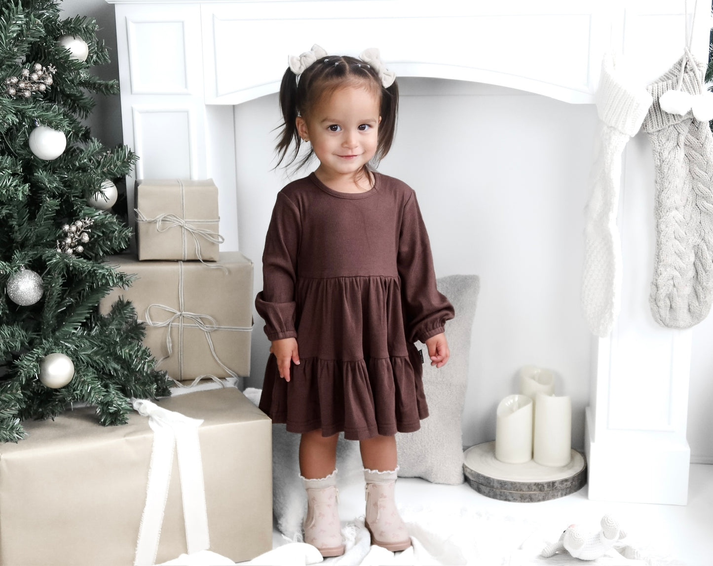 BAMBOO RIBBED DRESS - COCOA