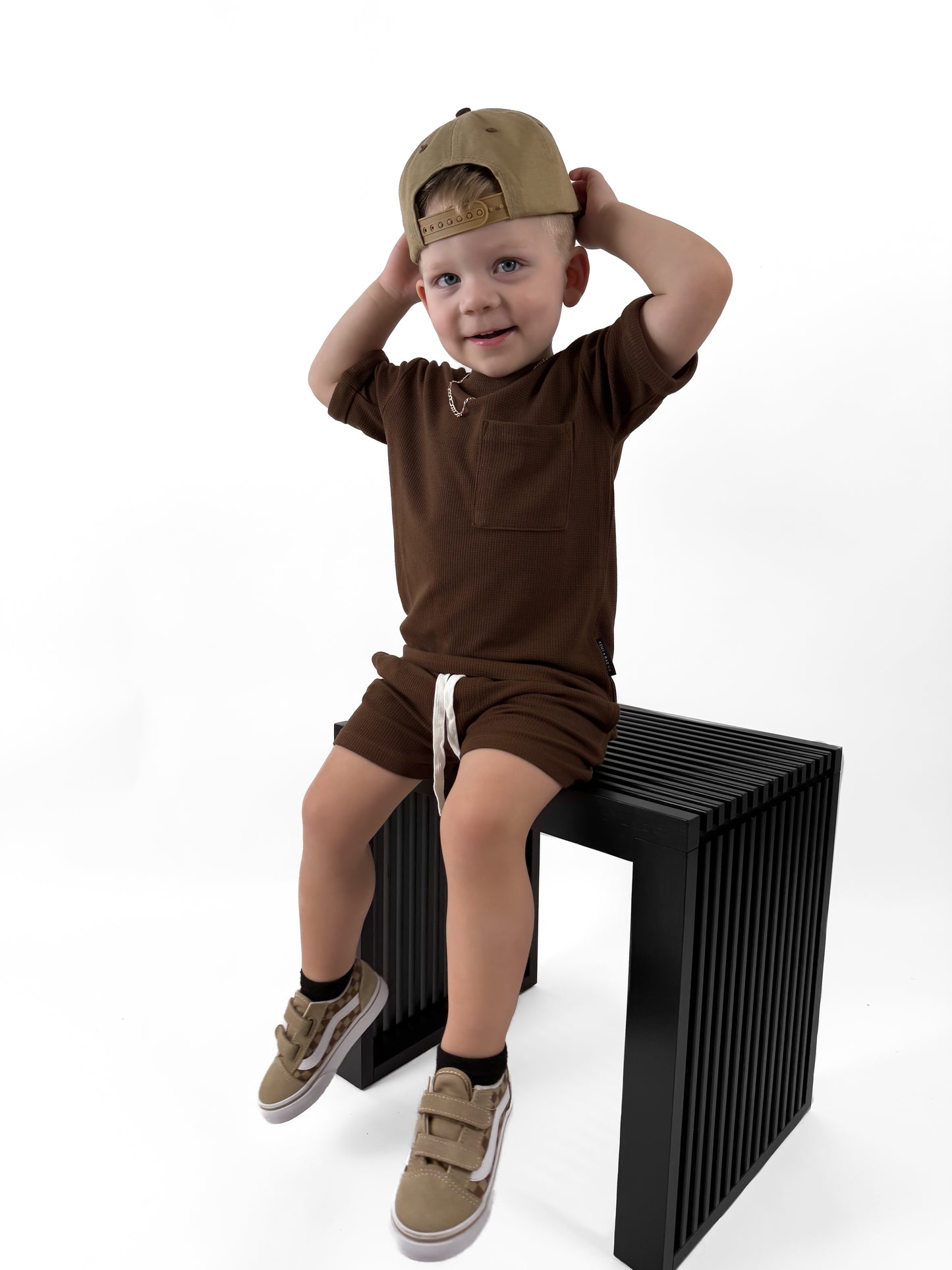 BAMBOO WAFFLE POCKET TEE - UMBER