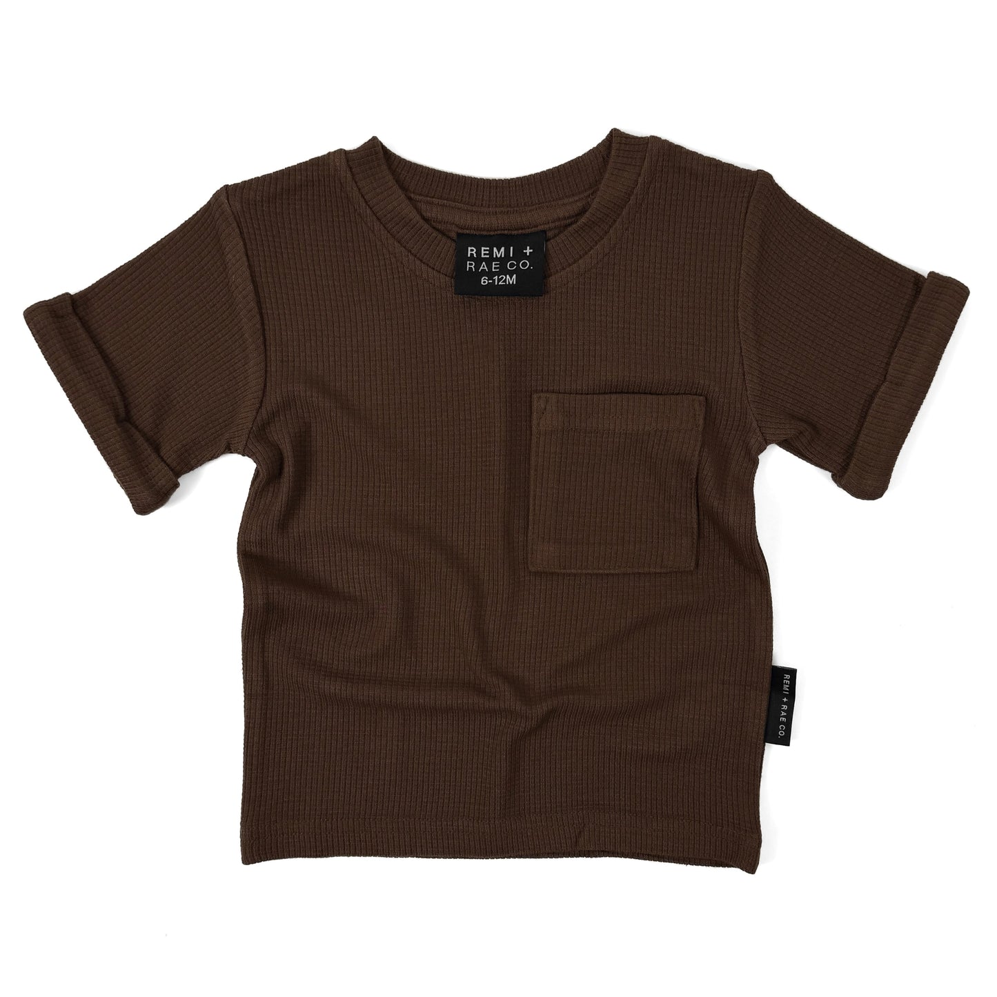 BAMBOO WAFFLE POCKET TEE - UMBER
