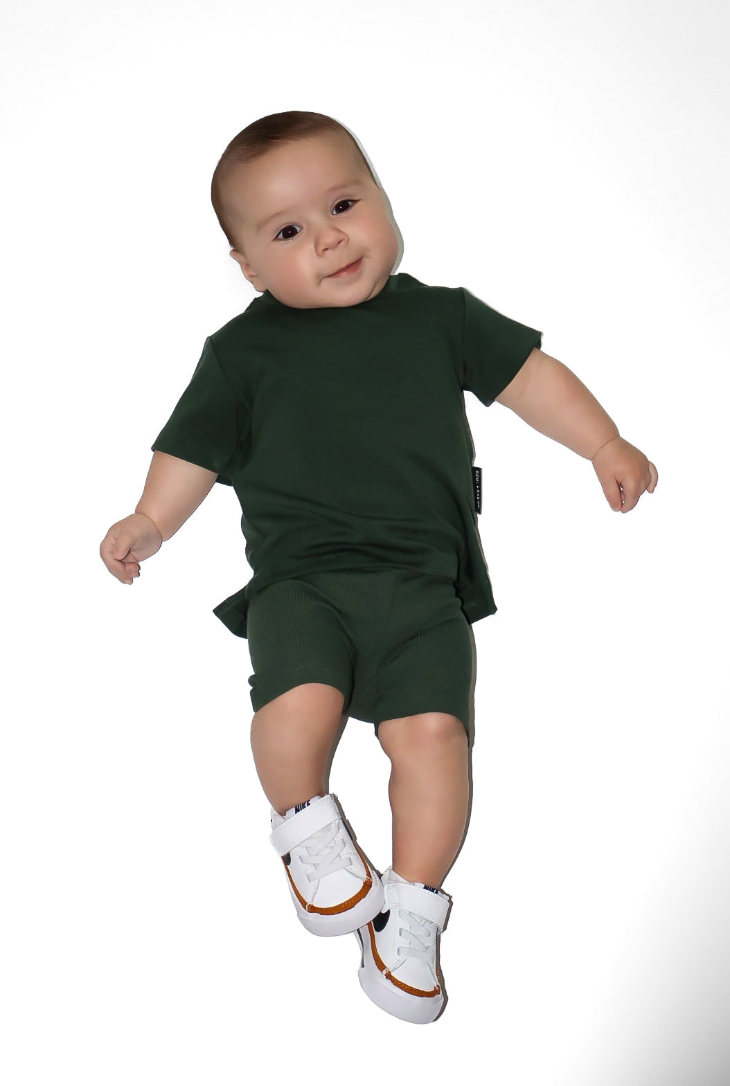 BAMBOO RIBBED BIKER SHORTS - FOREST