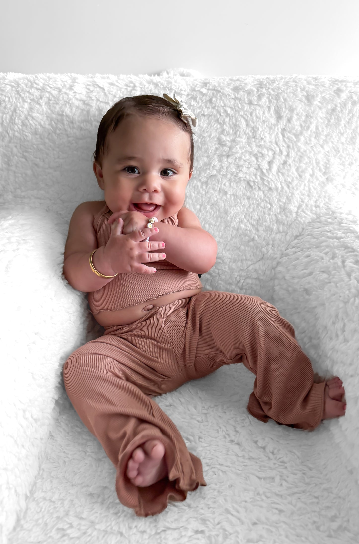 BAMBOO RIBBED LETTUCE TRIM HALTER TOP - ROSÉ