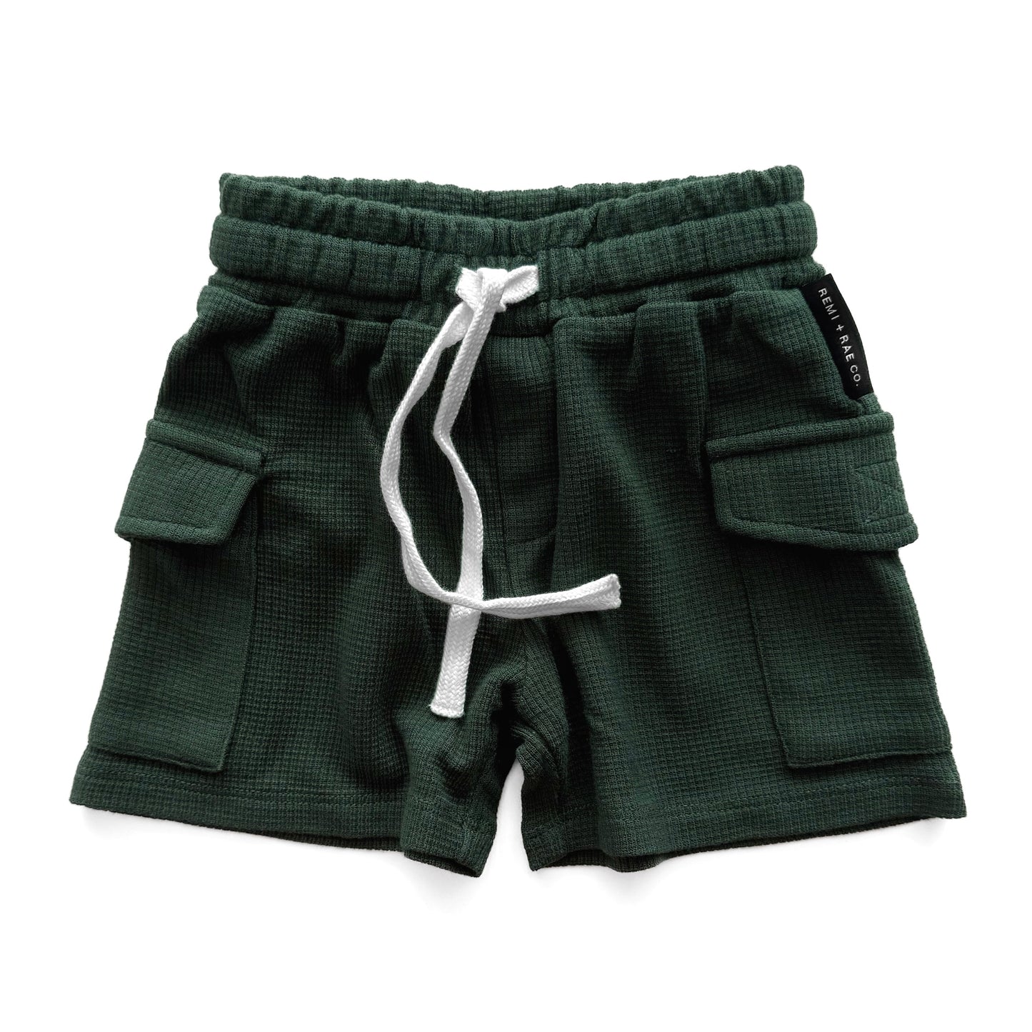 Green shorts with a drawstring