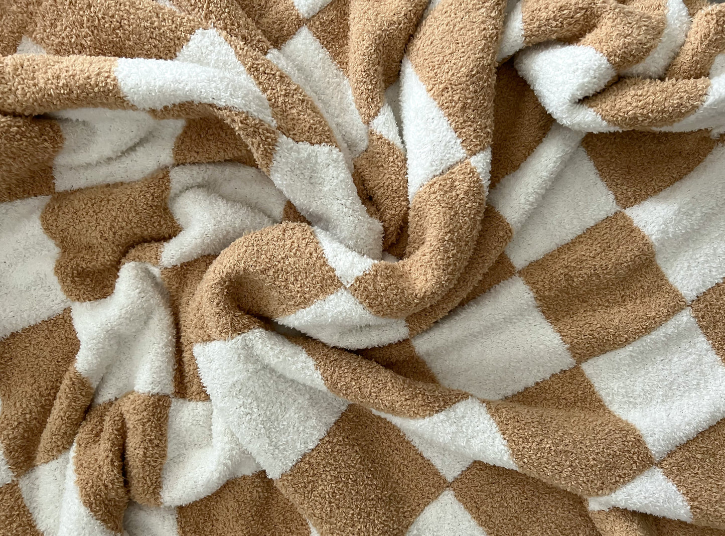 BABY BLANKET - CAMEL CHECKERED