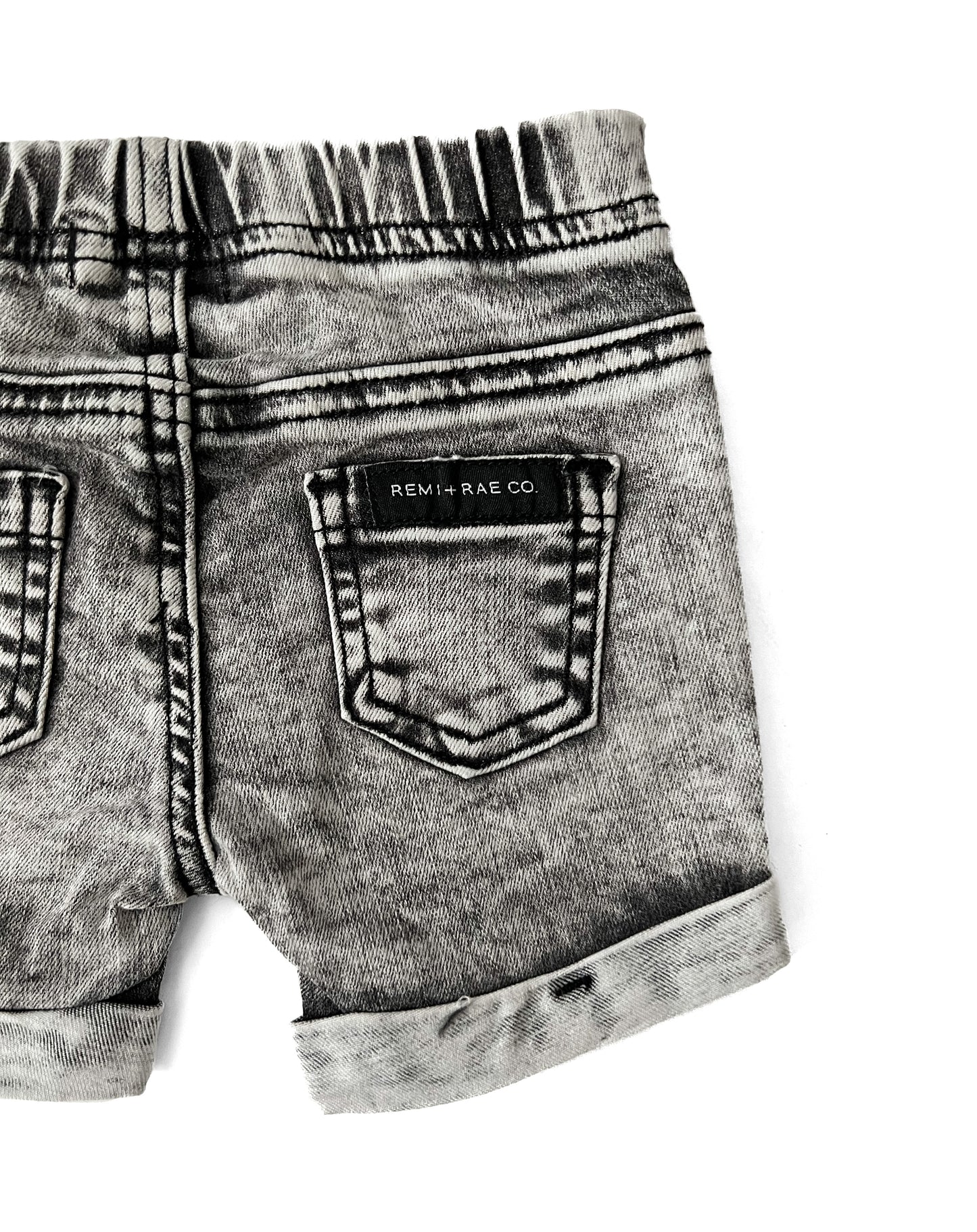 ACID WASH DISTRESSED DENIM SHORTS