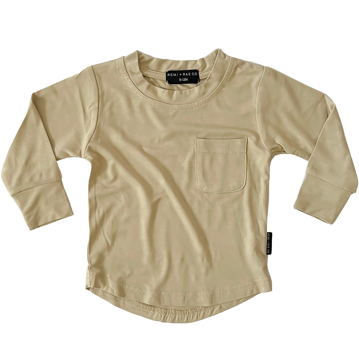 BAMBOO LONG SLEEVE POCKET TEE - SAND