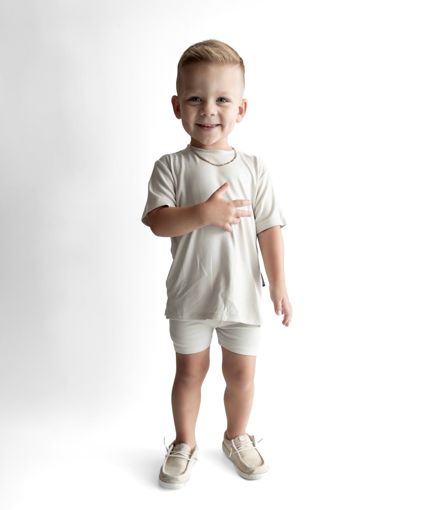 BAMBOO RIBBED BIKER SHORTS - MOONSTONE
