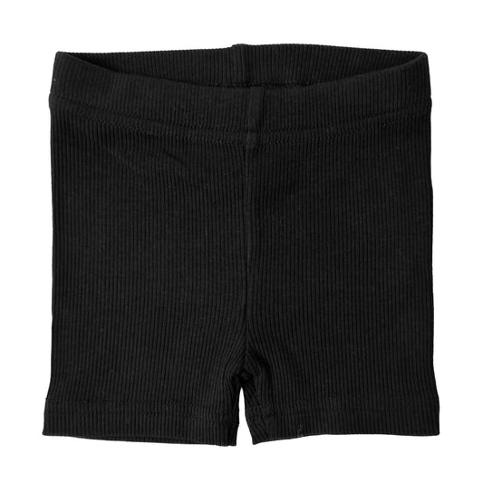 BAMBOO RIBBED BIKER SHORTS - BLACK