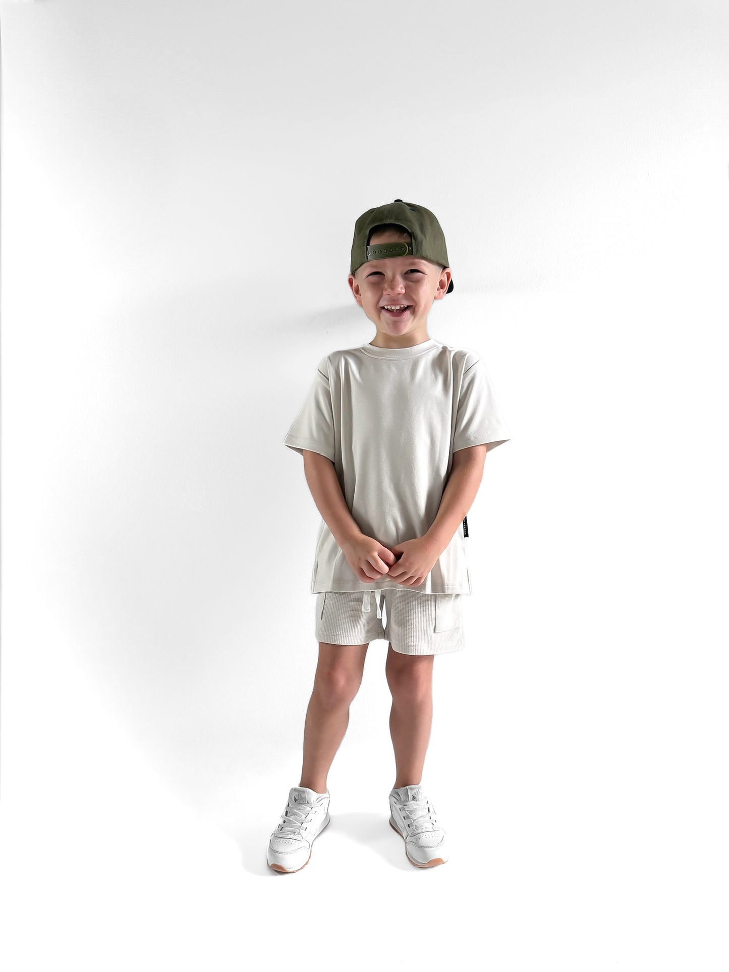 BAMBOO WAFFLE CARGO SHORTS - MOONSTONE