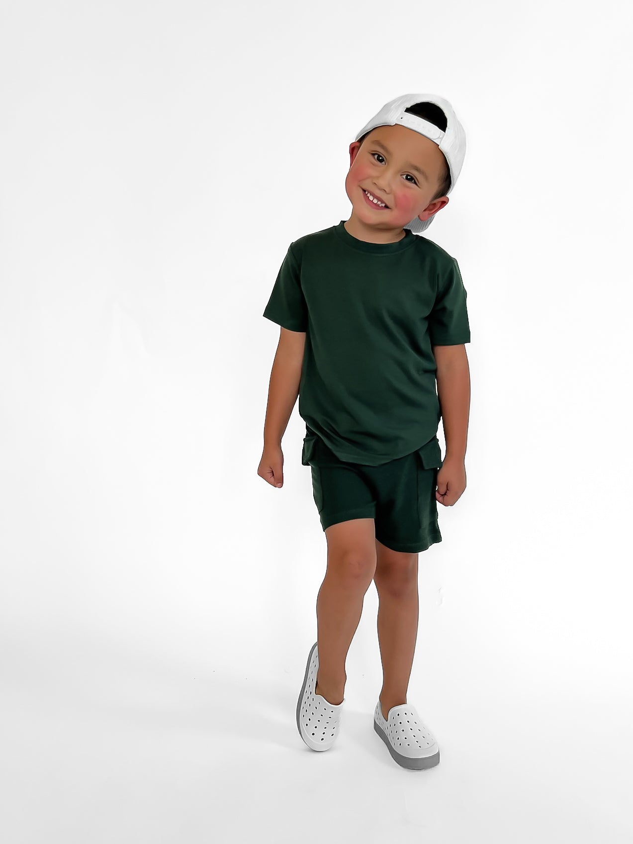 BAMBOO WAFFLE CARGO SHORTS - FOREST