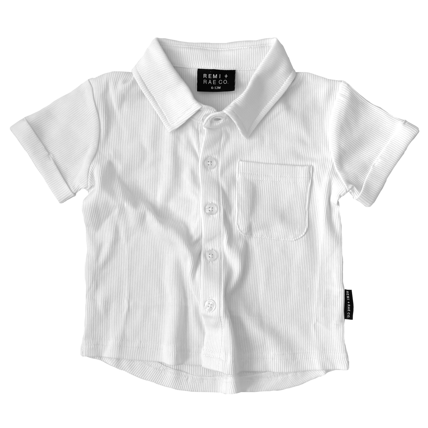 BAMBOO RIBBED BUTTON UP - WHITE