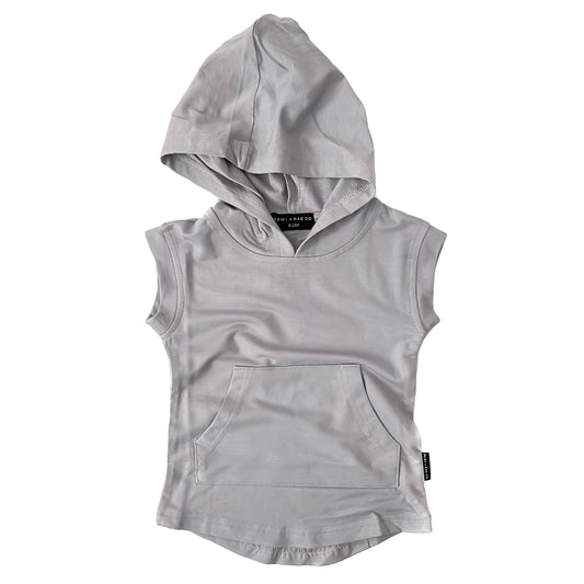 BAMBOO HOODED MUSCLE TEE - FROST