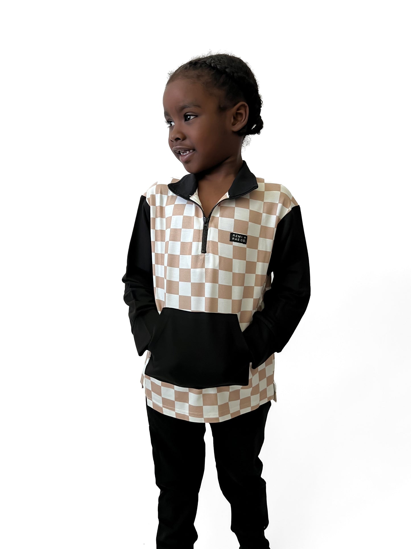 BAMBOO CHECKERED COLOR BLOCK PULLOVER