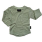 BAMBOO RIBBED LONG SLEEVE POCKET TEE - SAGE