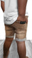 DENIM SHORTS - CAMEL