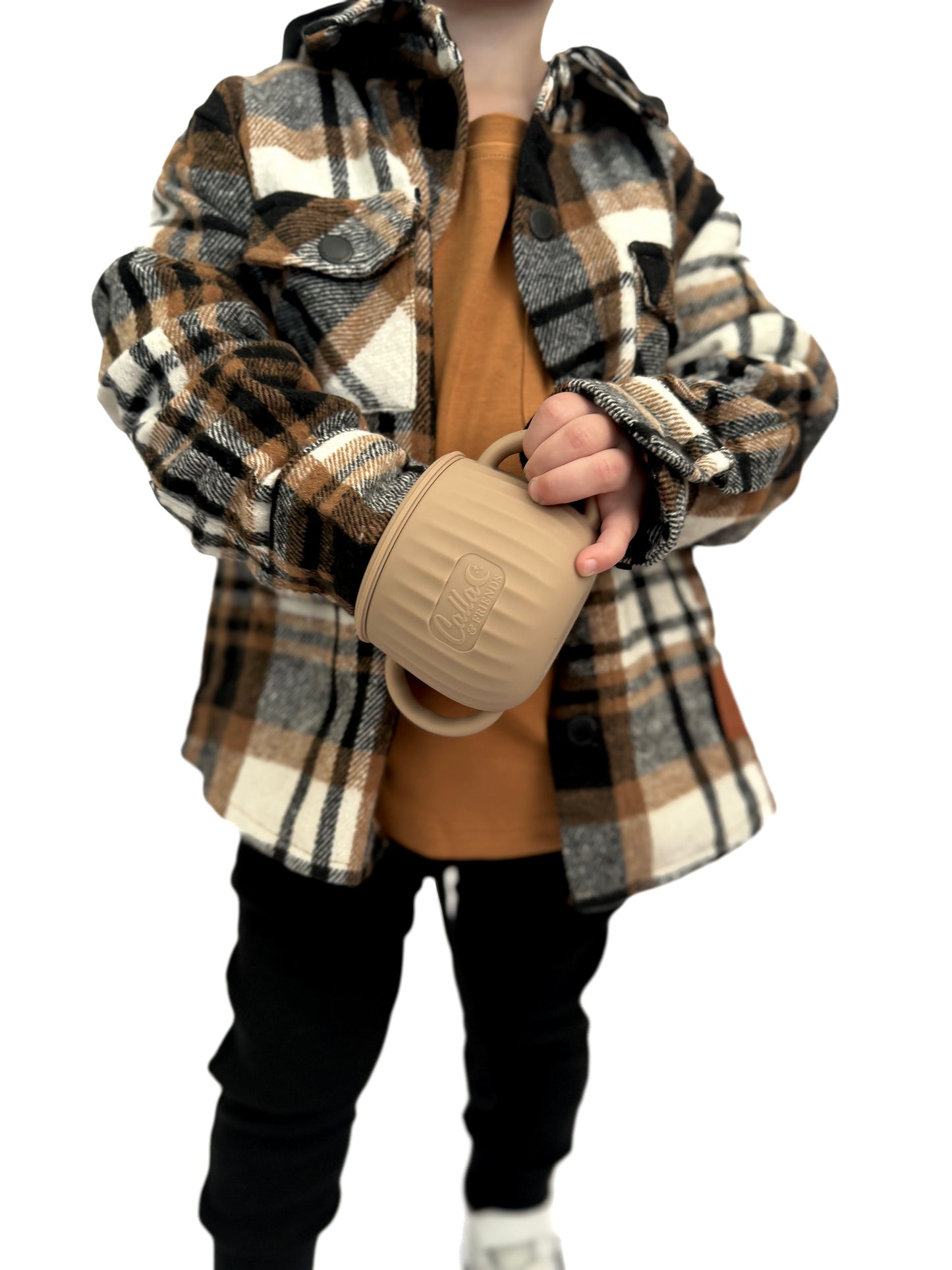 HOODED FLANNEL JACKET - CARAMEL