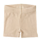 BAMBOO RIBBED BIKER SHORTS - SAND