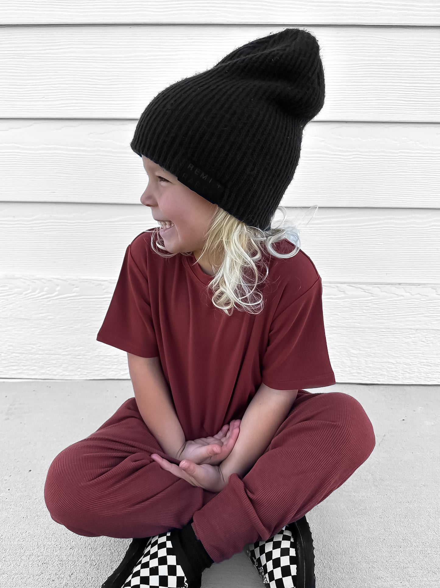 BAMBOO RIBBED JOGGERS - BRICK