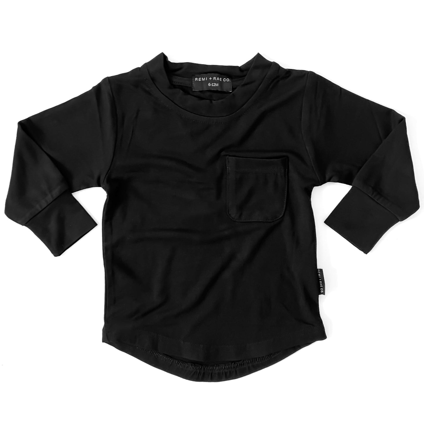 BAMBOO LONG SLEEVE POCKET TEE - BLACK