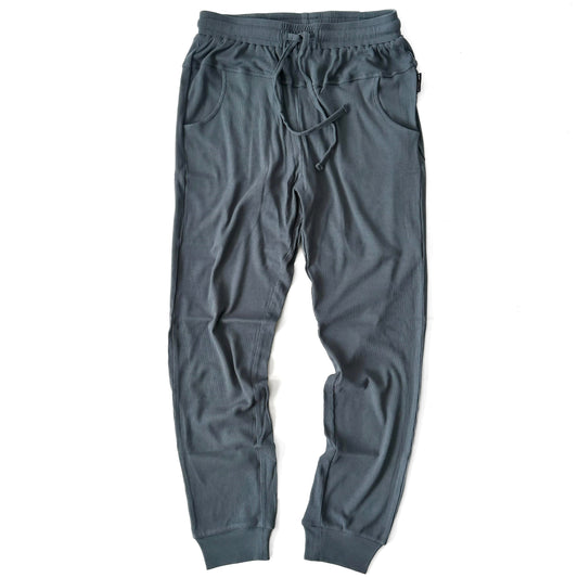 ADULT - BAMBOO RIBBED JOGGERS - STEEL BLUE