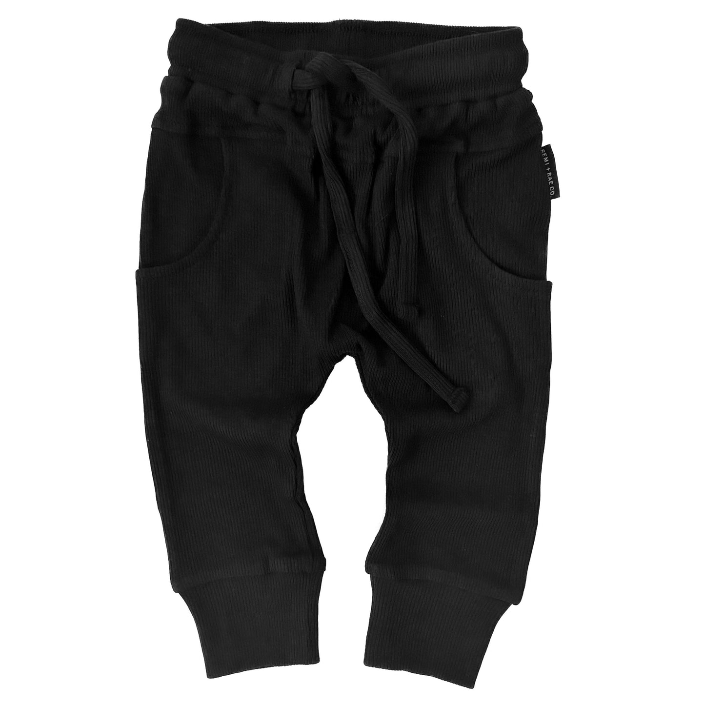 BAMBOO RIBBED JOGGERS - BLACK