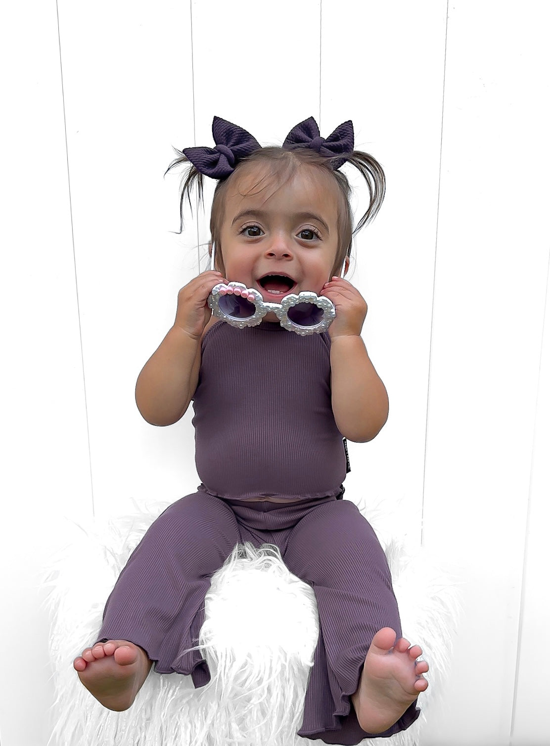BAMBOO RIBBED FLARE LEGGINGS - PLUM