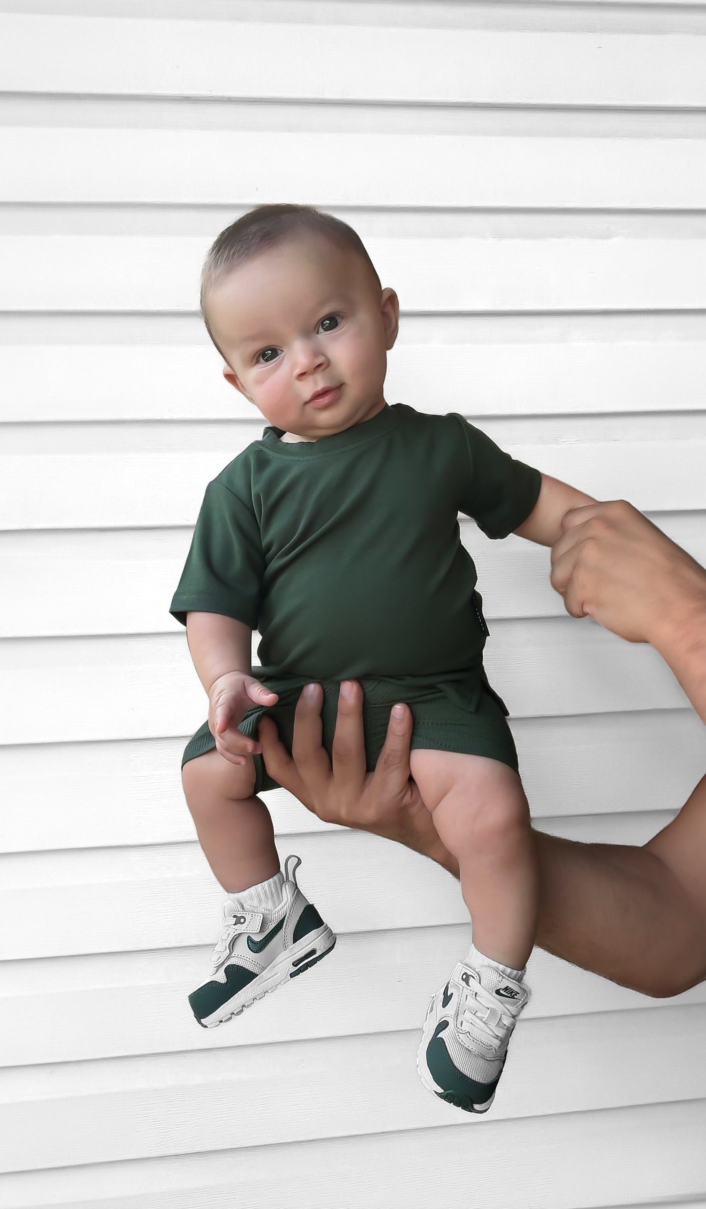 BAMBOO RIBBED BIKER SHORTS - FOREST