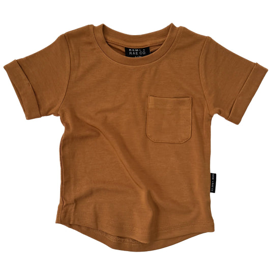 BAMBOO POCKET TEE - CARAMEL