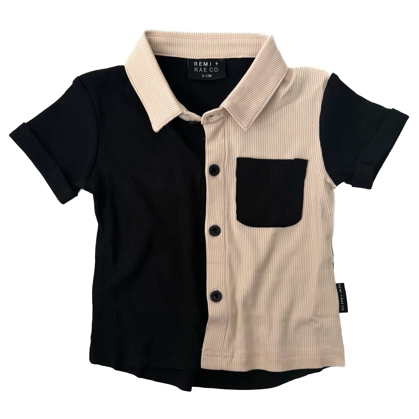 BAMBOO RIBBED BUTTON UP - COLOR BLOCK
