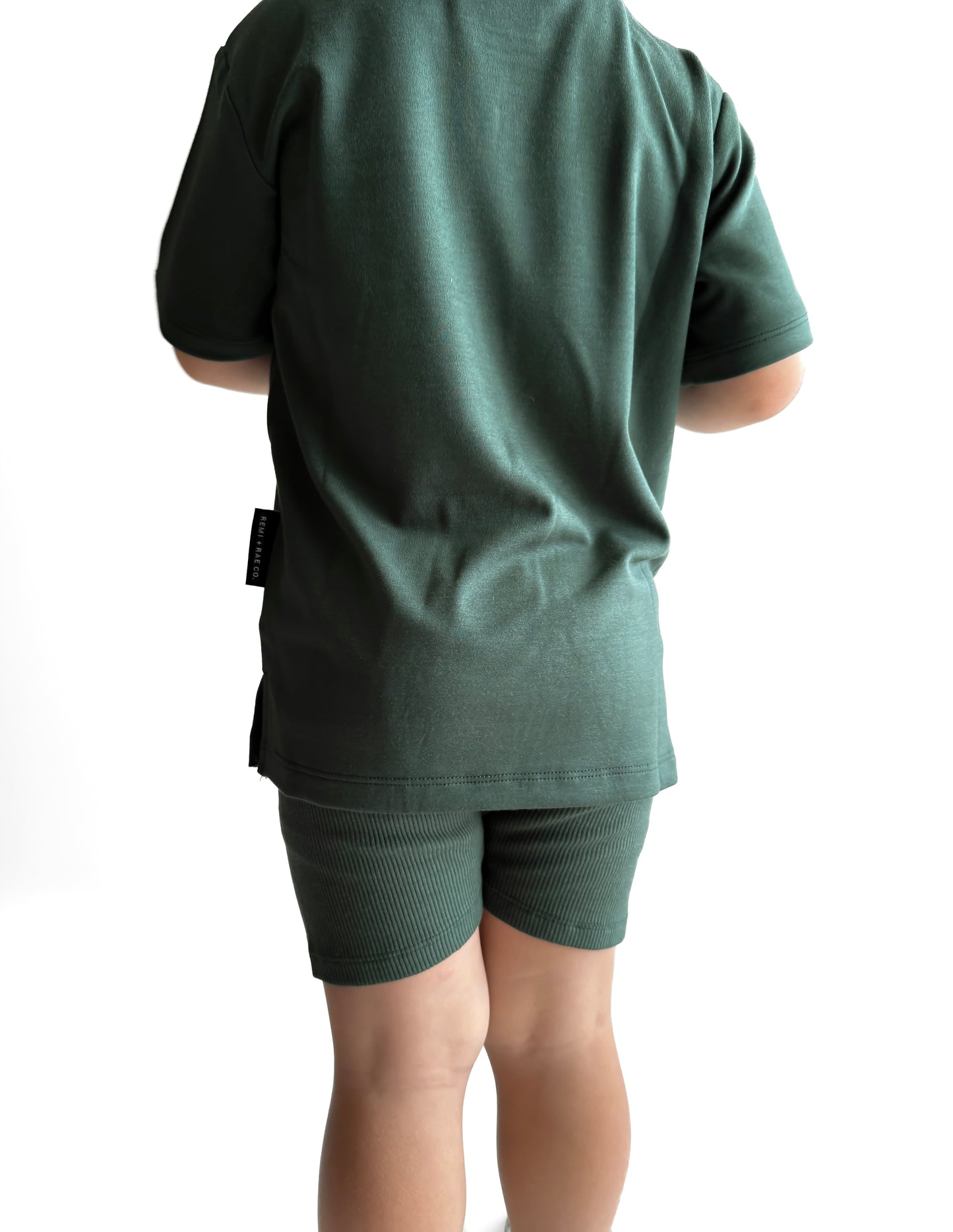 BAMBOO RIBBED BIKER SHORTS - FOREST