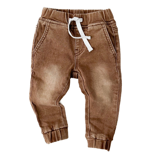 DENIM CHINO JOGGERS - CAMEL