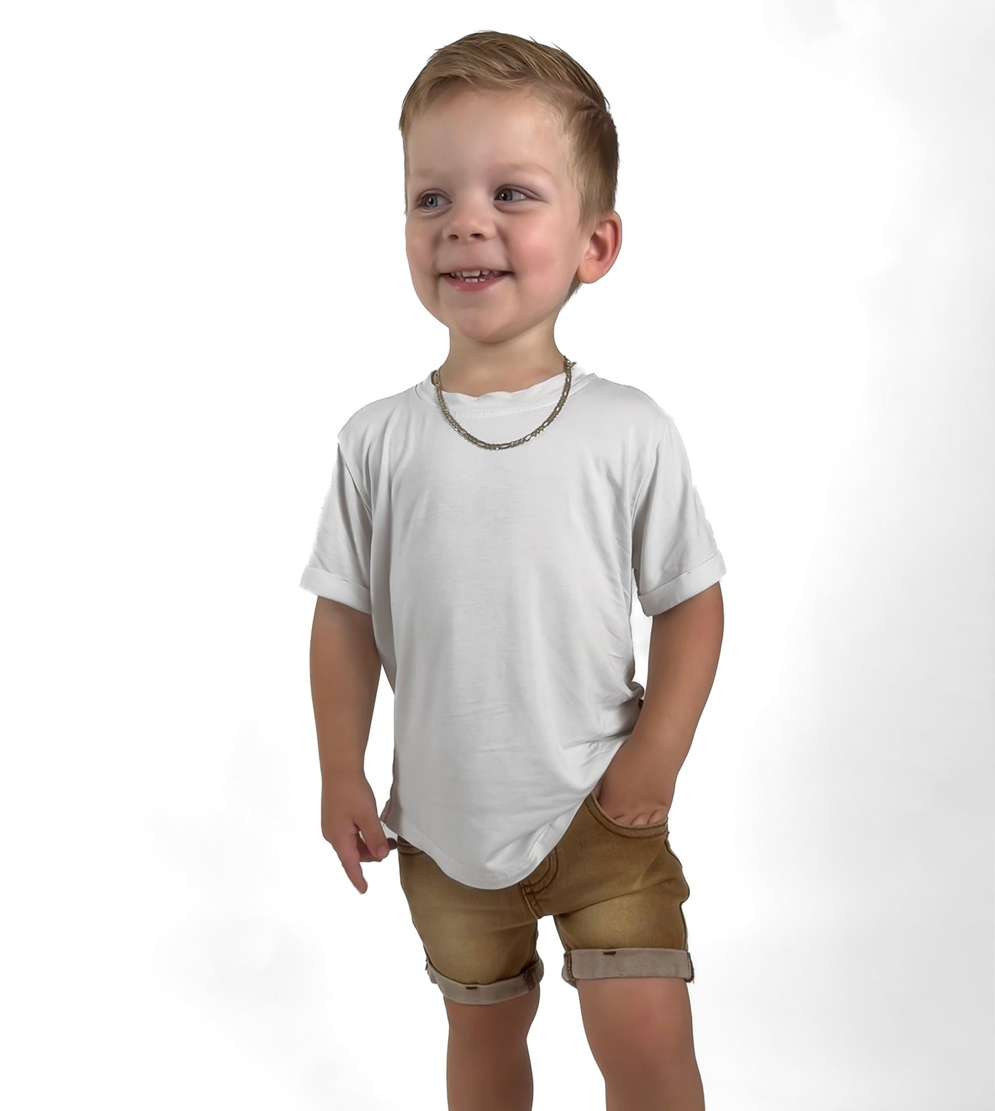 DENIM SHORTS - CAMEL