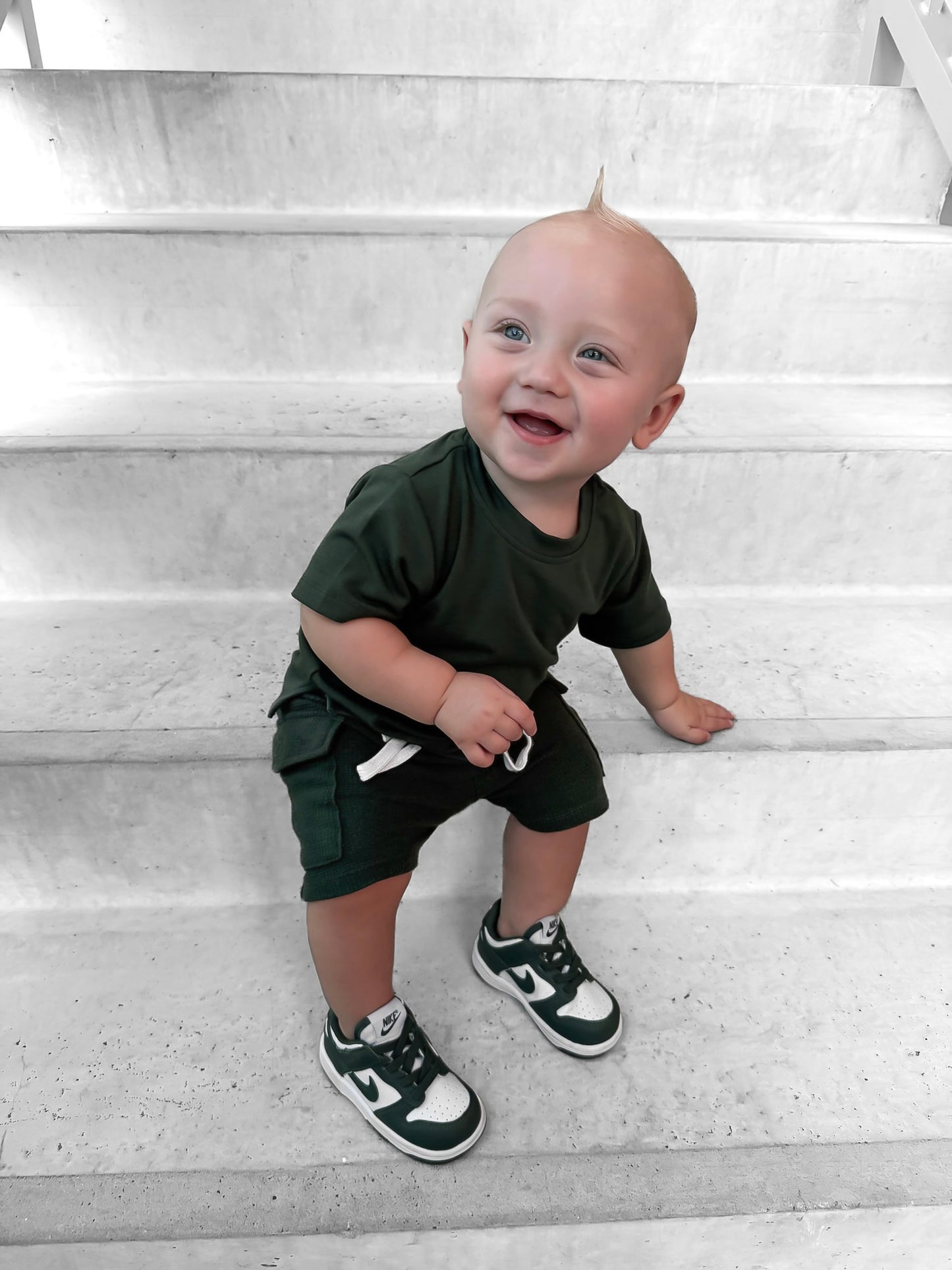 BAMBOO WAFFLE CARGO SHORTS - FOREST
