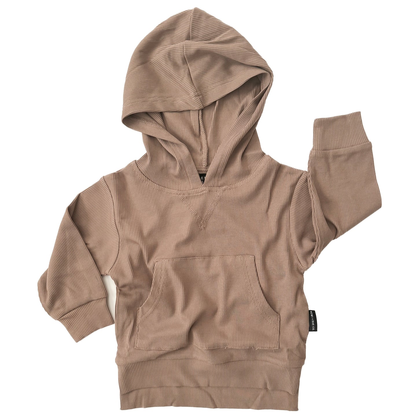 BAMBOO RIBBED HOODIE - COFFEE