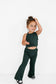 BAMBOO RIBBED FLARE LEGGINGS - FOREST