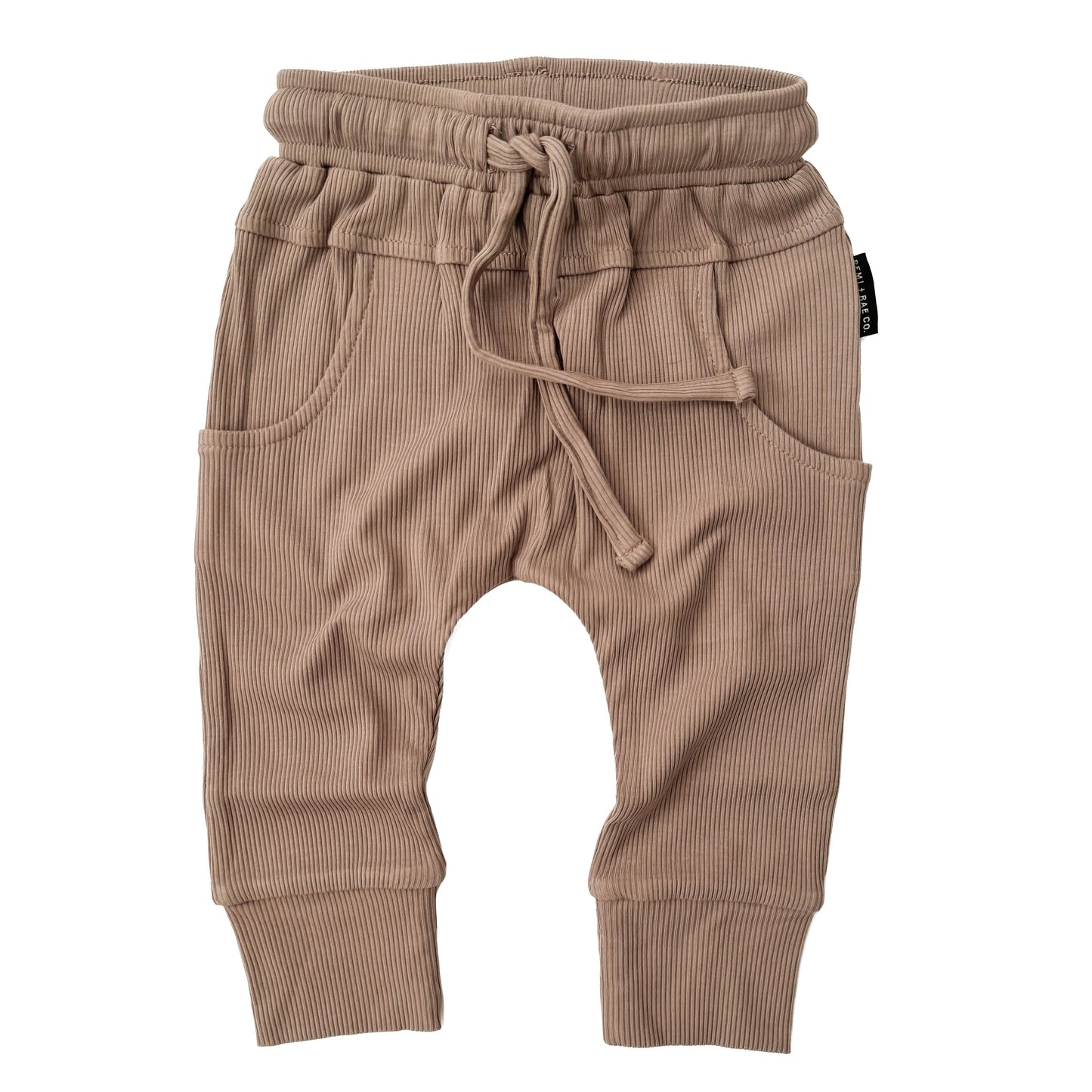 BAMBOO RIBBED JOGGERS - COFFEE