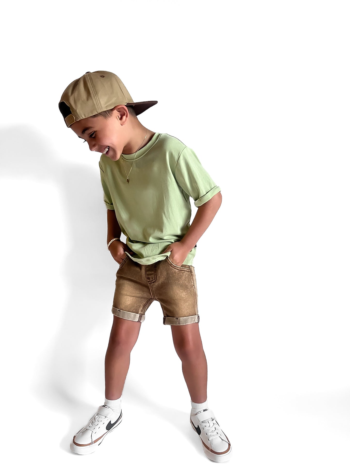 DENIM SHORTS - CAMEL