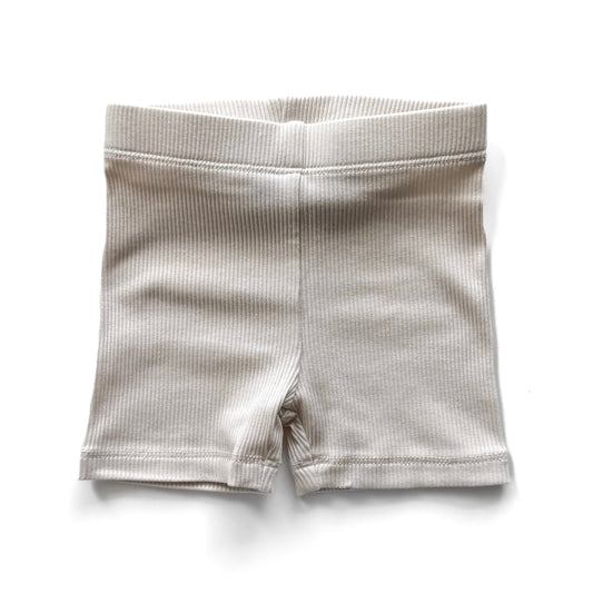BAMBOO RIBBED BIKER SHORTS - MOONSTONE