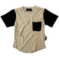 BAMBOO POCKET TEE - SAND COLOR BLOCK